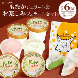 【ふるさと納税】ドルチェかがみ こーにゃんもなかジェラート＆お楽しみジェラートセット 6個入り - 送料無料 アイス 食後 デザート おやつ のし対応可 カワイイ 贈答用 贈り物 高知県 香南市【冷凍】dc-0054