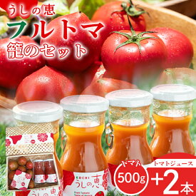 【ふるさと納税】数量限定 うしの恵 フルトマ籠のセット（フルーツトマト500g+ジュース2本） - フルーツ トマト トマトジュース 野菜 とまと 期間限定 送料無料 産地直送 ギフト 贈り物 甘い 完熟 季節品 のし 配送日指定不可 高知県 香南市【常温】