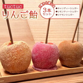 【ふるさと納税】りんご飴 3種類から選べる3本セット - リンゴ飴 りんごあめ キャンディーシュガー レモンティーシュガー シナモンシュガー アップル 林檎 フルーツ スイーツ おやつ お菓子 子供喜ぶ プレゼント パリパリ tuctuc トゥクトゥク 高知県 香南市【冷蔵】 tt-0014