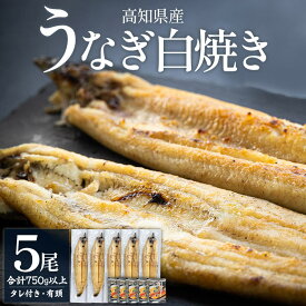 【ふるさと納税】高知県産うなぎの白焼き 5尾 合計750g以上（1尾150〜180g）タレ付き エコ包装 - 鰻 ウナギ しらやき たれ 有頭 おつまみ ご飯のお供 うな丼 うな重 簡易包装 ご家庭用 ご自宅用 老舗 国産 土佐湾 丼ぶり ひつまぶし 吉川水産 高知県 香南市【冷凍】
