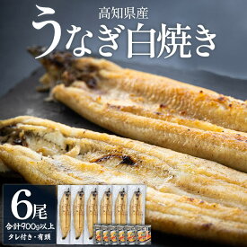【ふるさと納税】高知県産うなぎの白焼き 6尾 合計900g以上（1尾150〜180g）タレ付き エコ包装 - 鰻 ウナギ 有頭 つまみ ご飯のお供 簡易包装 家庭用 老舗 国産 土佐湾 吉川水産 高知県 香南市【冷凍】