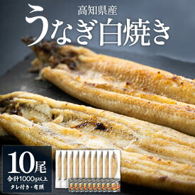 【ふるさと納税】うなぎ 白焼き 100g〜120g×10尾（合計1kg以上）蒲焼きタレ付き - お中元 国産 鰻 ウナギ 有頭 背開き ギフト 父の日 unagi 人気 白焼 つまみ ご飯のお供 個包装 真空パック 老舗 土佐湾 吉川水産 高知県 香南市【冷凍】yw-0082