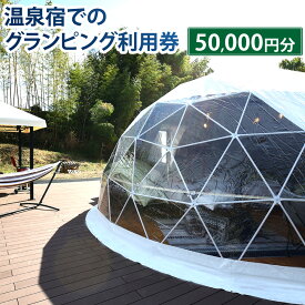【ふるさと納税】温泉宿でのグランピング利用券（50,000円分） 宿泊券 入場券 チケット キャンプ グランピング 旅行 テント ドームテント 温泉 アウトドア 高知県 香美市 送料無料