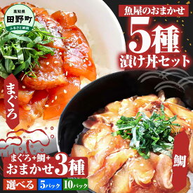 【ふるさと納税】漬け丼 5種 おまかせセット マグロ 鯛 おまかせ3種 鮪 鯛 詰め合わせ 漬け丼 海鮮丼 海鮮丼の具 漬け どんぶり 丼 5パック 10パック 海鮮 魚 個食 個包装 小分け 海鮮丼セット 冷凍 配送 高知県 6000円 10000円 食べ比べ 保存食 一人暮らし 魚 80g×5P