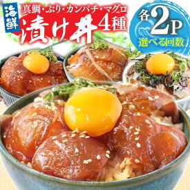 【ふるさと納税】漬け丼セット4種 80g×各2P 定期便 選べる回数 2回 6回 12回 海鮮丼 海鮮丼セット 真鯛 ブリ カンパチ マグロ 海鮮 漬け お茶漬け 鯛 ぶり 鰤 勘八 かんぱち まぐろ 冷凍 配送 高知県 高知 ふるさとのうぜい 芸西村 koyofr 分割配送 20000円 30000円