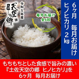 【ふるさと納税】★令和5年産★農林水産省の「つなぐ棚田遺産」に選ばれた棚田で育てられた土佐天空の郷 ヒノヒカリ 2kg定期便 毎月お届け 全6回　【定期便・お米・ヒノヒカリ】