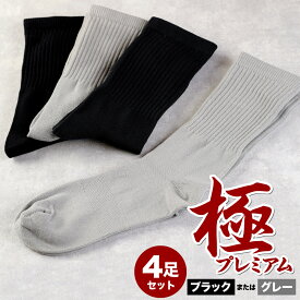 【ふるさと納税】【25-27cm】 極プレミアム 同色2足組2セット(4足) 創業115年の老舗靴下メーカーが作る 先丸ソックス 靴下 ブラック/グレーから1色 ファッション 衣類 くつした 黒色 灰色 国産 福岡県 九州 送料無料