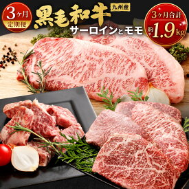 【ふるさと納税】【3ヶ月定期便】九州産 黒毛和牛サーロインとモモ 3回 サーロインステーキ モモステーキ サイコロステーキ 3回合計1.9kg 和牛 日本産 国産牛 お肉 牛肉 食べ比べ ステーキ BBQ バーベキュー 小分け 冷凍 福岡県北九州市