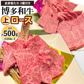 【ふるさと納税】博多和牛 上ロース 約500g(約250g×2パック) 自家製たれ3種付き 牛ロース 牛肉 お肉 国産牛 ロース バーベーキュー BBQ アウトドア 焼き肉 焼肉 国産 福岡県 冷凍