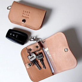 【ふるさと納税】カードが入る2つ折り キーケース お札も収納可 スマートキーホルダー ヌメ革 本革 レザー カードキーケース 鍵 小物入れ ハンドメイド 受注生産 ノンファンデーションレザー 福岡県 北九州市 送料無料