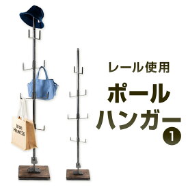 【ふるさと納税】レール使用 ポールハンガー 1 艶消しクリア(鉄の色)×ウォルナット 幅30cm 奥行30cm 高さ168cm 鉄 アイアン ウッド 杉 無垢材 レール ポール ハンガー スタンド 帽子 バッグ インテリア 家具 組立式 福岡県北九州市