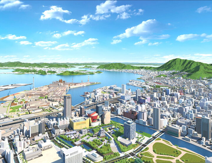 楽天市場】【ふるさと納税】俯瞰図額絵 北九州市/小倉(大判) 額付き 
