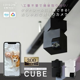 【ふるさと納税】エジソンスマート 見守りカメラCUBE ＋ 専用ダクトレール変換プラグセット 福岡市【ブラック】