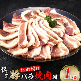 【ふるさと納税】豚バラ 1kg (250g×4) 焼肉用 カット たれ付け【訳アリ】