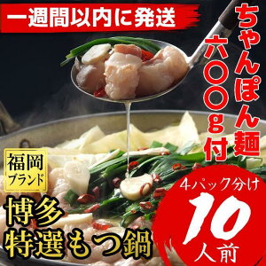 【ふるさと納税】【1週間以内に発送!】博多特選もつ鍋(プリプリの国産牛小腸のみ使用・醤油味)10人前 | 肉 お肉 にく 食品 国産 人気 おすすめ 送料無料 ギフト