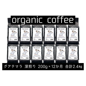 【ふるさと納税】【定期便】AND THE SOIL.オリジナル焙煎オーガニックコーヒー豆GUA深煎り2400g 200g×12 か月【福岡高砂】