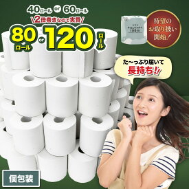 【ふるさと納税】トイレットペーパー 2倍巻 シングル 80/120ロール相当 水玉ソフト 100m×40/60個 個包装 | ふるさと納税 無香料 まとめ買い 大容量 倍巻き 日用品 生活必需品 トイレ用品 消耗品 備蓄 防災 人気 おすすめ ランキング 送料無料 福岡市