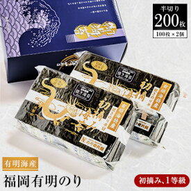 【ふるさと納税】有明海苔 初摘み「焼き海苔」(半切り100枚×2個 計200枚)_ 有明海苔 焼きのり 海苔 福岡県 大牟田市 美味しい 人気 おすすめ 送料無料【1245989】