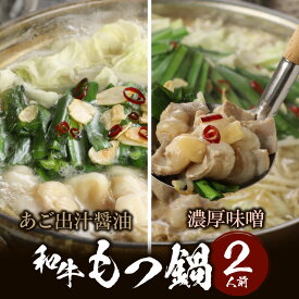 【ふるさと納税】もつ鍋 セット 2人前 和牛 あご出汁醤油 濃厚味噌 ホルモン あっさり ホルモンの脂 あごの香り ラーメン 冷凍 九州 福岡県 久留米市 北海道和牛もつ お取り寄せ お取り寄せグルメ 送料無料