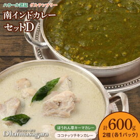 【ふるさと納税】南インド カレー セット 2種類 各300g×1パック 計600g 鶏胸肉 挽肉 ほうれん草 キーマカレー 鶏もも肉 ココナッツ チキンカレー 食べやすい マイルド 辛さ 油 控え目 さっぱり インドカレー 冷凍 お取り寄せグルメ グルメ 福岡県 久留米市 送料無料