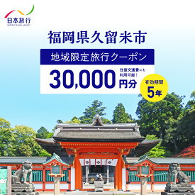 【ふるさと納税】【5年間利用可能】 福岡県 久留米市 日本旅行 地域限定 旅行クーポン 30,000円分 宿泊 観光 体験 旅行 トラベル ギフト 温泉 宿泊券 旅館 家族 カップル ホテル クーポン 九州 宿泊予約 プレゼント 送料無料