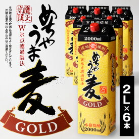 【ふるさと納税】焼酎 麦焼酎 めちゃうま麦ゴールド 25度 2Lパック 6本 セット 鷹正宗 紙パック 本格焼酎 白麹仕込み まろやかな味わい 切れ味よい後口 美しい輝きのある琥珀色 お酒 アルコール 福岡県 久留米市 お取り寄せ 送料無料