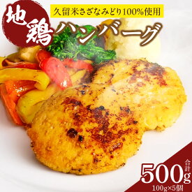 【ふるさと納税】地鶏ハンバーグ 地鶏 ハンバーグ 100g 5個 500g 久留米さざなみどり 100％ 個包装 凍ったまま調理 蒸し焼き レシピ付き イノシン酸 希少 冷凍 お取り寄せ グルメ 福岡県 久留米市 送料無料