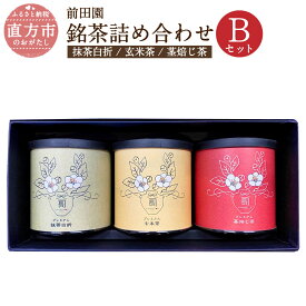 【ふるさと納税】前田園プレミアム3本 Bセット 銘茶 詰め合わせ 合計120g 玄米茶 抹茶白折 茎焙じ茶 3点 3缶 日本茶 ほうじ茶 緑茶 お茶 贈答用 ギフト 贈り物 福岡 直方市 送料無料