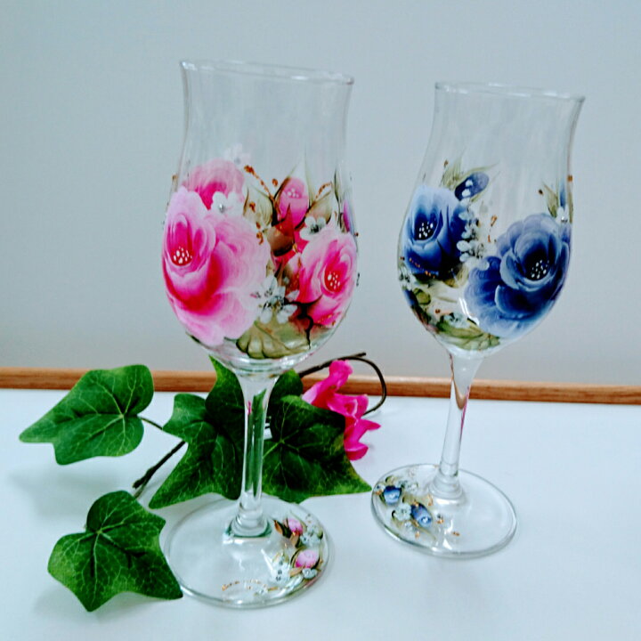楽天市場】【ふるさと納税】手描き薔薇のペアワイングラス【D5-041 