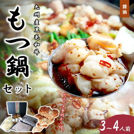 【ふるさと納税】九州産黒毛和牛もつ鍋（醤油）3～4人前 やみつき手羽から付 国産 牛 牛モツ 黒毛和牛 モツ鍋【C8-016】