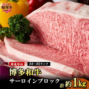 【ふるさと納税】【厳選部位】【A4ランク-A5ランク】博多和牛サーロインブロック 1kg【D2-010】