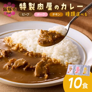 【ふるさと納税】\種類が選べる/「特製肉屋のカレー」10食セット ビーフカレー ポークカレー 骨付きチキンカレー