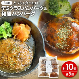 【ふるさと納税】どっちも食べたい デミグラスハンバーグ＆和風ハンバーグ 各5個 10個 ハンバーグ 手ごね 和風 デミグラス 国産 晩御飯 おかず お弁当 冷凍 合挽 レンジ 温めるだけ レンチン 湯銭 二種 福岡 お土産 九州 福岡土産 福岡県