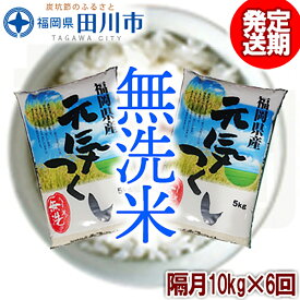 【ふるさと納税】【定期便/隔月】　福岡県産元気つくし 無洗米 10kg×6回 お取り寄せグルメ　お取り寄せ 福岡 お土産 九州 ご当地グルメ 福岡土産 取り寄せ グルメ 福岡県 食品