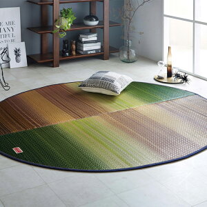 【ふるさと納税】<選べるカラー>デニム×いぐさラグ Fジョイ 190cm×210cm 楕円 1枚 GN(グリーン) / RE(レッド) カーペット 国産い草 ござ グラデーション インテリア 家具 日本製 福岡県 柳