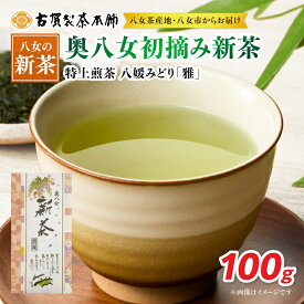 【ふるさと納税】古賀製茶本舗 奥八女初摘み新茶 八媛みどり「雅」特上煎茶 100g【2026年5月以降発送】【メール便】 新茶 煎茶 初摘み 八女茶 お茶 ポスト投函 簡易包装 訳あり 福岡県 八女市