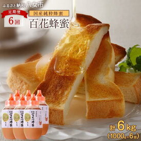 【ふるさと納税】【全6回】 定期便 かの蜂 国産 百花蜂蜜 合計6kg（とんがり容器1kgを毎月1本お届け） 純粋はちみつ ハチミツ 非加熱 ハニー 大容量 定期便 美容 健康 自然食品 福岡県
