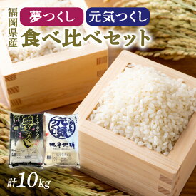 【ふるさと納税】JAふくおか八女　福岡県産米食べ比べセット「夢つくし」「元気つくし」（各5kg×2）【白米】