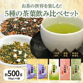 【ふるさと納税】★年内お届け★八女茶100％ お茶の世界を楽しむ！5種の茶葉飲み比べセット 100g×5袋＜岩崎園製茶＞八女茶 煎茶 深むし 白折茶 くき茶 玄米茶 抹茶 飲みくらべ 無添加 無着色 福岡 年内配送 年内お届け 2025年 年末 年内発送