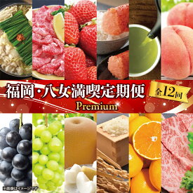 【ふるさと納税】福岡・八女満喫定期便 プレミアム全12回 A ＜配送不可：北海道・沖縄・離島＞ フルーツ 定期便 あまおう 桃 ぶどう シャインマスカット 梨 みかん 牛肉 お茶 おすすめ セット 産地直送 福岡県 八女市