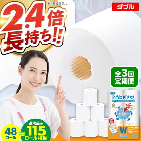 【ふるさと納税】【全3回定期便】トイレットペーパー ダブル 長巻き 65m 6ロール×8パック エコ ワンタッチ コアレス《豊前市》【大分製紙】 [VAA022] 備蓄 防災 まとめ買い 日用品 消耗品 常備品 生活用品 大容量 4700047000円