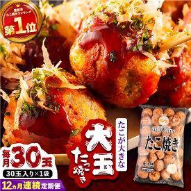 【ふるさと納税】【全12回定期便】タコが大きな和風味 たこ焼き 30個 ×1袋 《豊前市》 【SHIN SHIN】 冷凍 大粒 タコ焼き [VAT012]