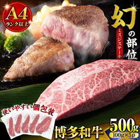 【ふるさと納税】【厳選希少部位】【A4〜A5】博多和牛ミスジステーキ 約500g（100g×5p）《豊前市》【株式会社MEAT PLUS】[VBB085]