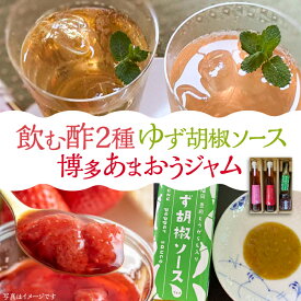 【ふるさと納税】【お中元対象】飲む酢 2種 & 博多あまおうジャム & ゆず胡椒ソース（青） セット《豊前市》【株式会社ワカヤマ】地産 福岡 万能 調味料 ジャム [VBW004] 19000 19000円