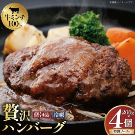 【ふるさと納税】 ハンバーグ 手ごねハンバーグ 200g 4個 個食用ソース付き [さかい 福岡県 筑紫野市 21760543] 肉 牛肉 牛ミンチ 牛ハンバーグ 惣菜 おかず 個包装 手作り お弁当 冷凍