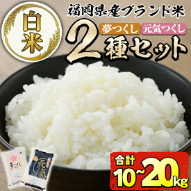 【ふるさと納税】＜先行予約受付中！2025年11月より順次発送予定＞＜容量が選べる・令和7年産＞福岡県産米食べ比べ＜白米＞「夢つくし」と「元気つくし」セット(計10kg or 20kg) お米 10キロ 20キロ ごはん ご飯 常温 常温保存【ksg0413・ksg0382】【朝ごはん本舗】