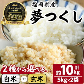 【ふるさと納税】＜選べる白米 or 玄米＞夢つくし(計10kg・5kg×2袋) お米 こめ コメ 精米 玄米 ブランド米 10キロ ごはん ご飯 常温 常温保存【ksg1331】【おどろきっちん】