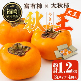 【ふるさと納税】＜先行予約受付中！2026年10月下旬～11月下旬に順次発送予定＞秋のフルーツの王様・ブランド柿 秋王 (約計1.2kg・3Lサイズ4玉入り) かき カキ フルーツ 果物 くだもの 福岡限定 オリジナルブランド ＜離島配送不可＞【ksg1755】【農産物直売所ほたるの里】