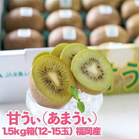 【ふるさと納税】【先行予約】福岡限定!ブランドキウイ「甘うぃ(あまうぃ)」約1.5kg箱(12-15玉)(大野城市)_ キウイ キウイフルーツ フルーツ 果物 くだもの ふるーつ 青果 国産 産地直送 ブランド 福岡 高糖度 送料無料 【配送不可地域：離島】【1125950】