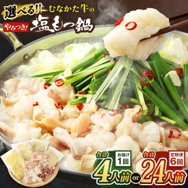 【ふるさと納税】【1回お届け／定期便】お米で育てた「むなかた牛」 塩もつ鍋セット（2人前×2セット）または（定期便 偶数月 6回お届け）牧場直送【道の駅むなかた】　送料無料牛 ホルモン ホルモン鍋 もつ鍋 モツ鍋